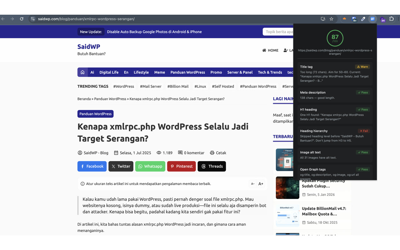 SEO Shot screenshot